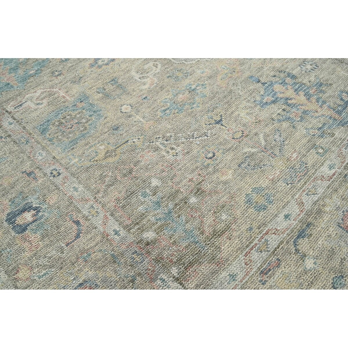 Hand Knotted Turkish Oushak Gray Wool Traditional Area Rug - 7' 9'' x 9' 9''