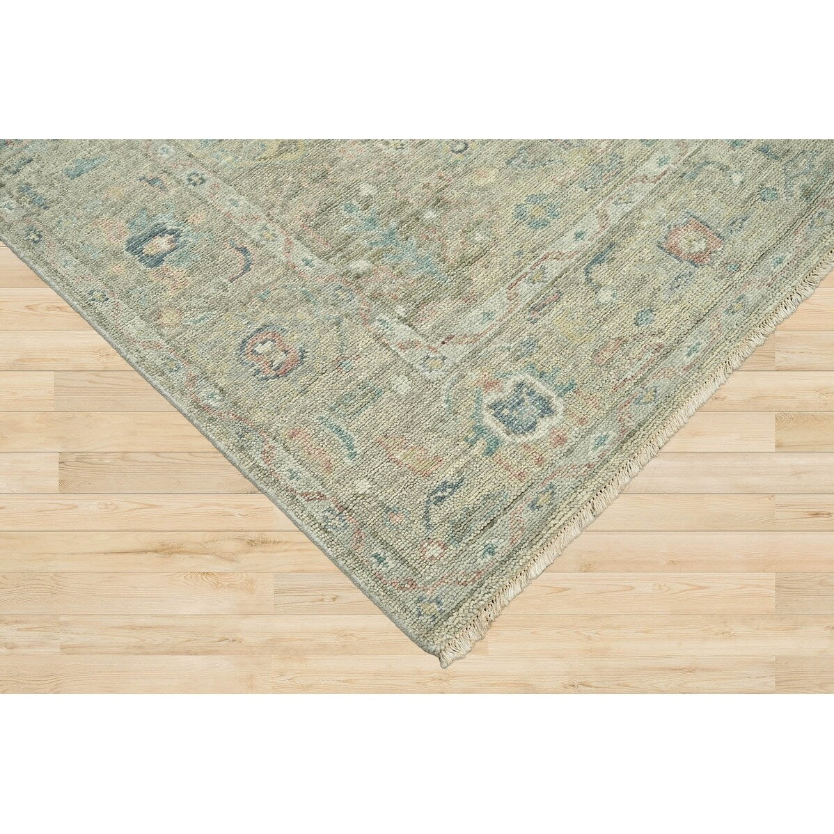 Hand Knotted Turkish Oushak Gray Wool Traditional Area Rug - 7' 9'' x 9' 9''