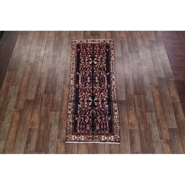 Hand Knotted Vintage Malayer Hamedan Persian Floral Rug - 8'8" x 3'6" runner