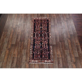 Hand Knotted Vintage Malayer Hamedan Persian Floral Rug - 8'8" x 3'6" runner