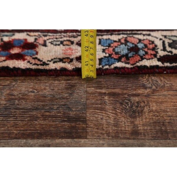 Hand Knotted Vintage Malayer Hamedan Persian Floral Rug - 8'8" x 3'6" runner