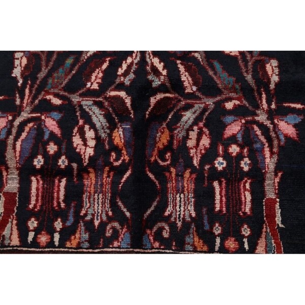 Hand Knotted Vintage Malayer Hamedan Persian Floral Rug - 8'8" x 3'6" runner