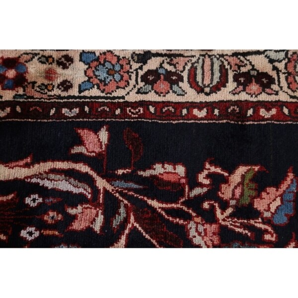Hand Knotted Vintage Malayer Hamedan Persian Floral Rug - 8'8" x 3'6" runner