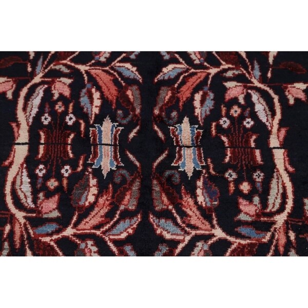 Hand Knotted Vintage Malayer Hamedan Persian Floral Rug - 8'8" x 3'6" runner