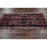 Hand Knotted Vintage Malayer Hamedan Persian Floral Rug - 8'8" x 3'6" runner