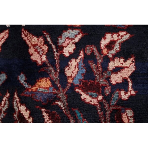 Hand Knotted Vintage Malayer Hamedan Persian Floral Rug - 8'8" x 3'6" runner