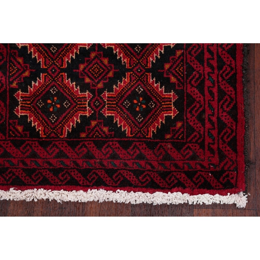 Hand Knotted Wool Afghani Balouch Oriental Area Rug - 4'5" x 2'1"