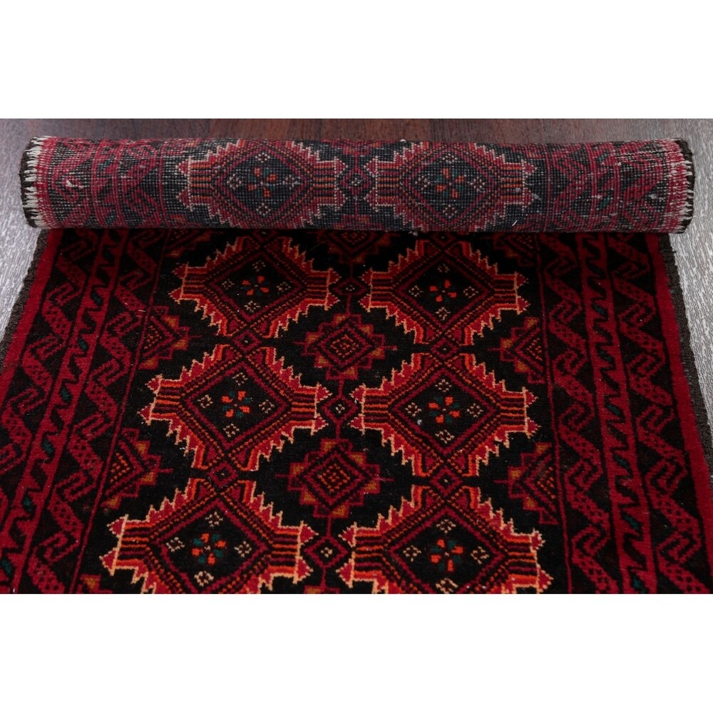 Hand Knotted Wool Afghani Balouch Oriental Area Rug - 4'5" x 2'1"