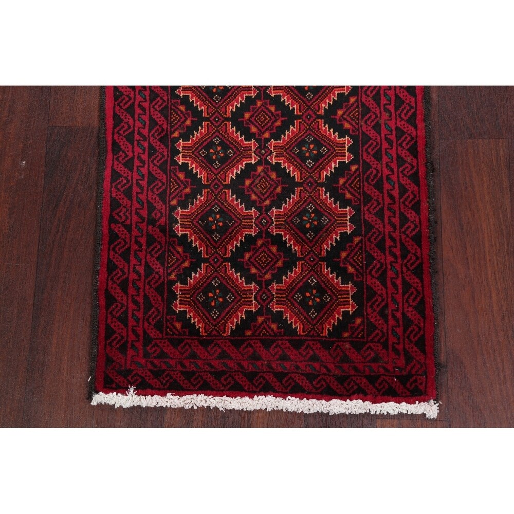 Hand Knotted Wool Afghani Balouch Oriental Area Rug - 4'5" x 2'1"