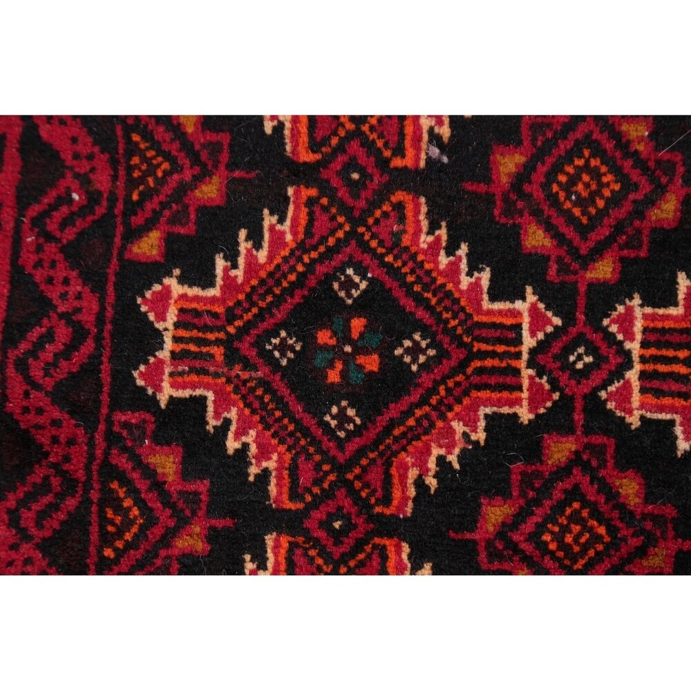 Hand Knotted Wool Afghani Balouch Oriental Area Rug - 4'5" x 2'1"
