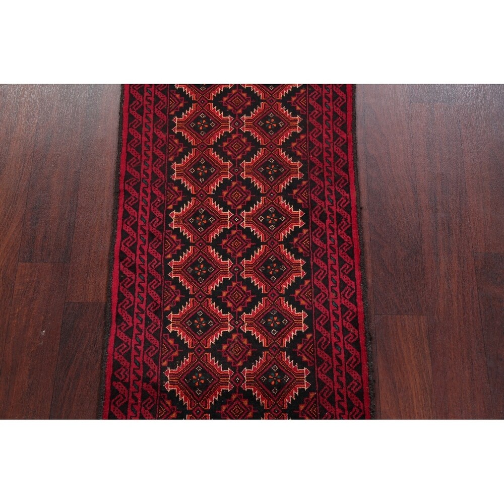 Hand Knotted Wool Afghani Balouch Oriental Area Rug - 4'5" x 2'1"