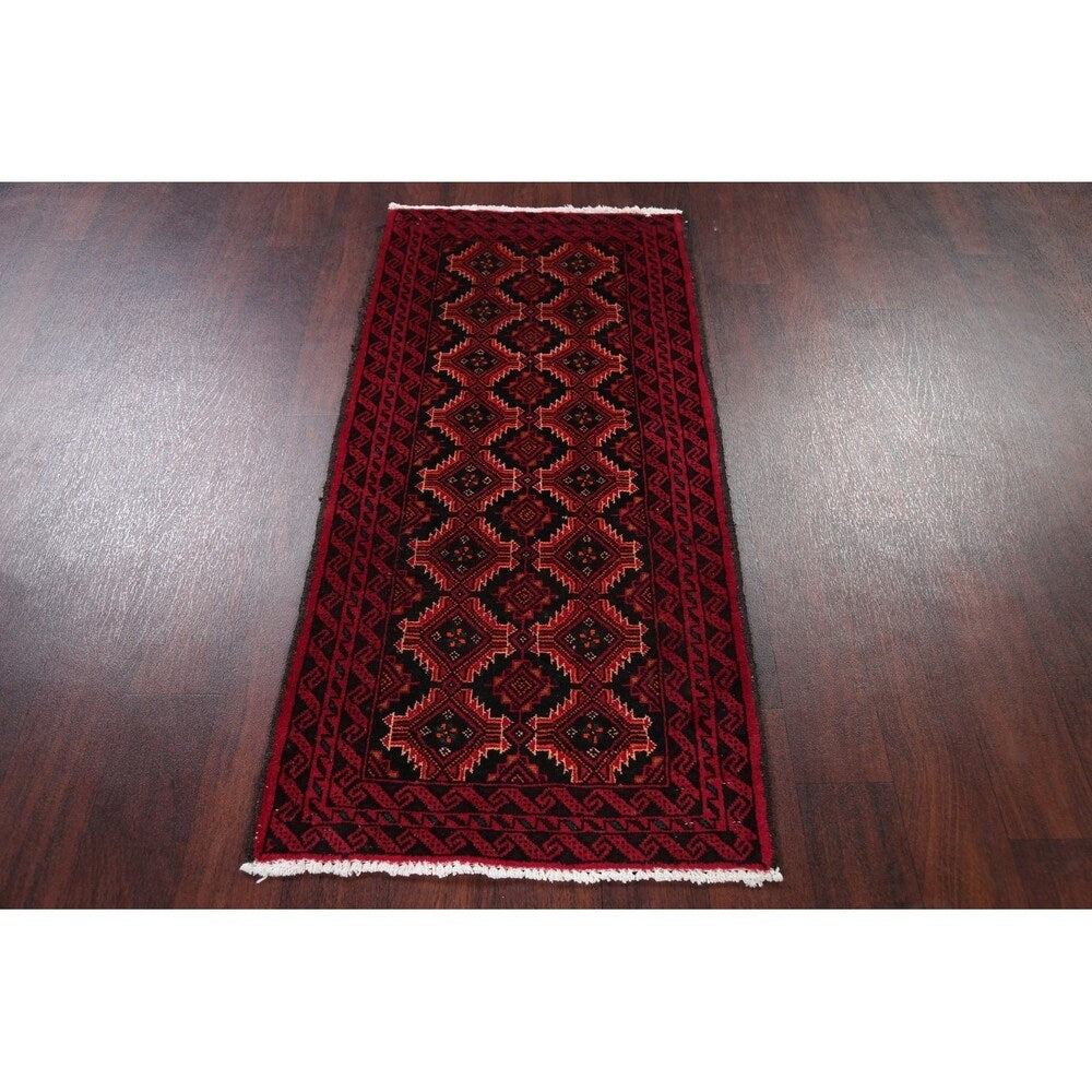 Hand Knotted Wool Afghani Balouch Oriental Area Rug - 4'5" x 2'1"