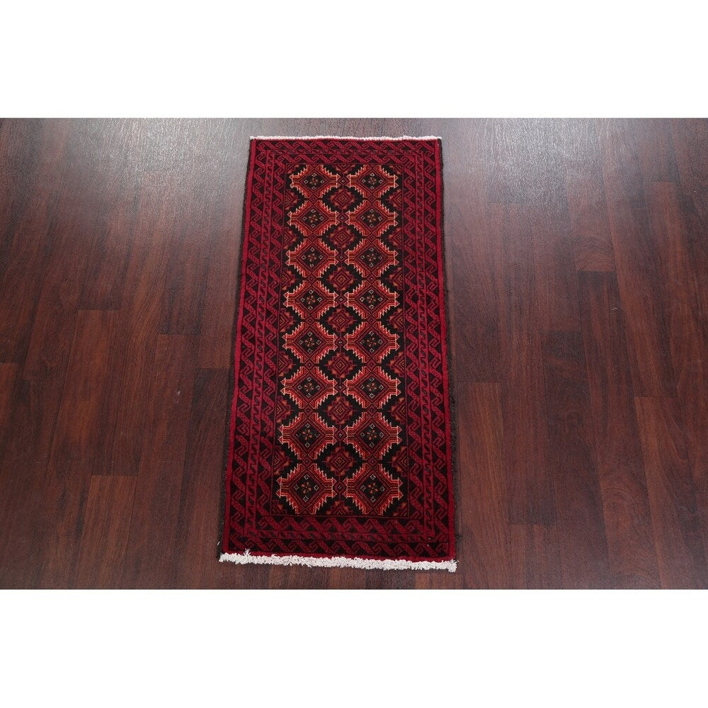Hand Knotted Wool Afghani Balouch Oriental Area Rug - 4'5" x 2'1"