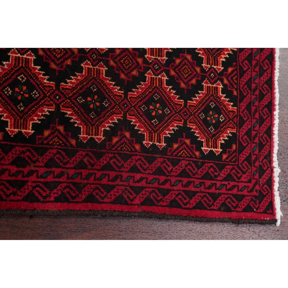 Hand Knotted Wool Afghani Balouch Oriental Area Rug - 4'5" x 2'1"