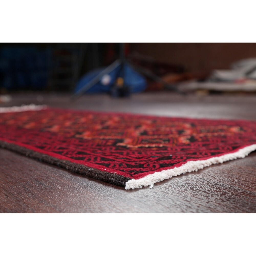 Hand Knotted Wool Afghani Balouch Oriental Area Rug - 4'5" x 2'1"