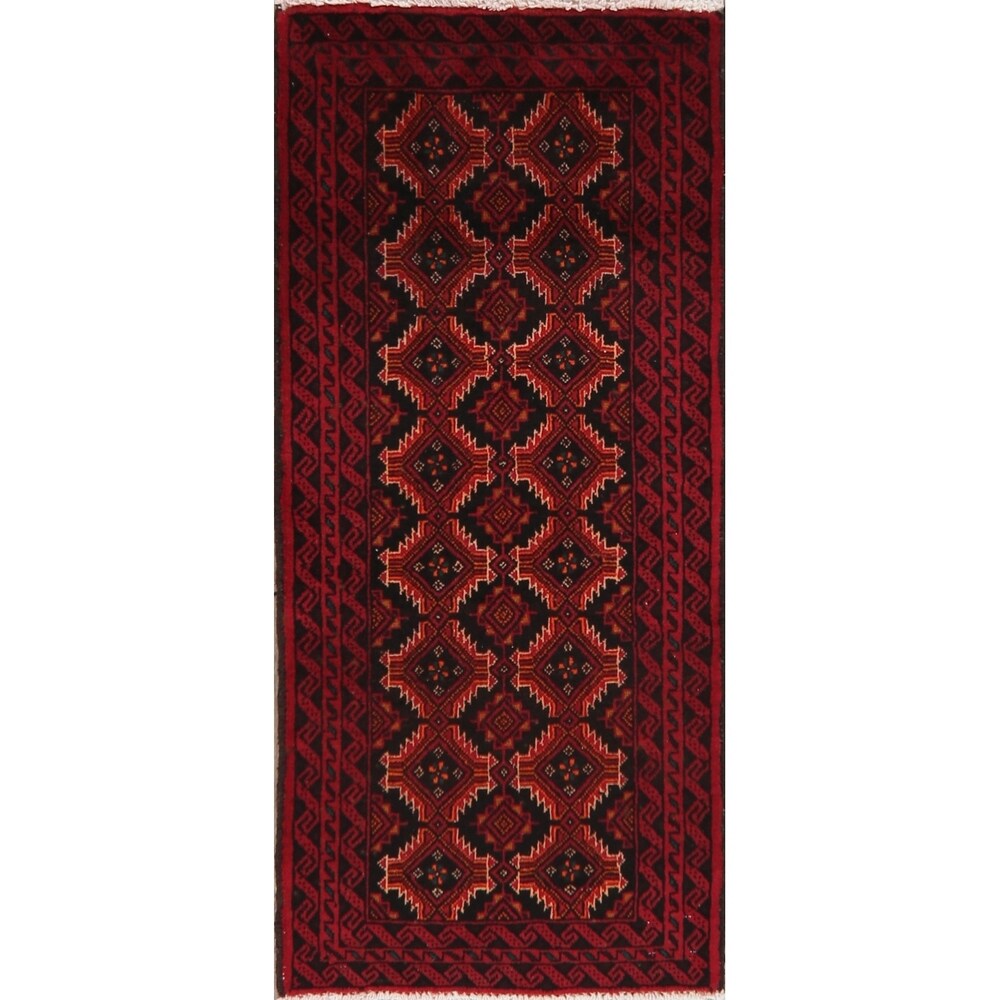 Hand Knotted Wool Afghani Balouch Oriental Area Rug - 4'5" x 2'1"