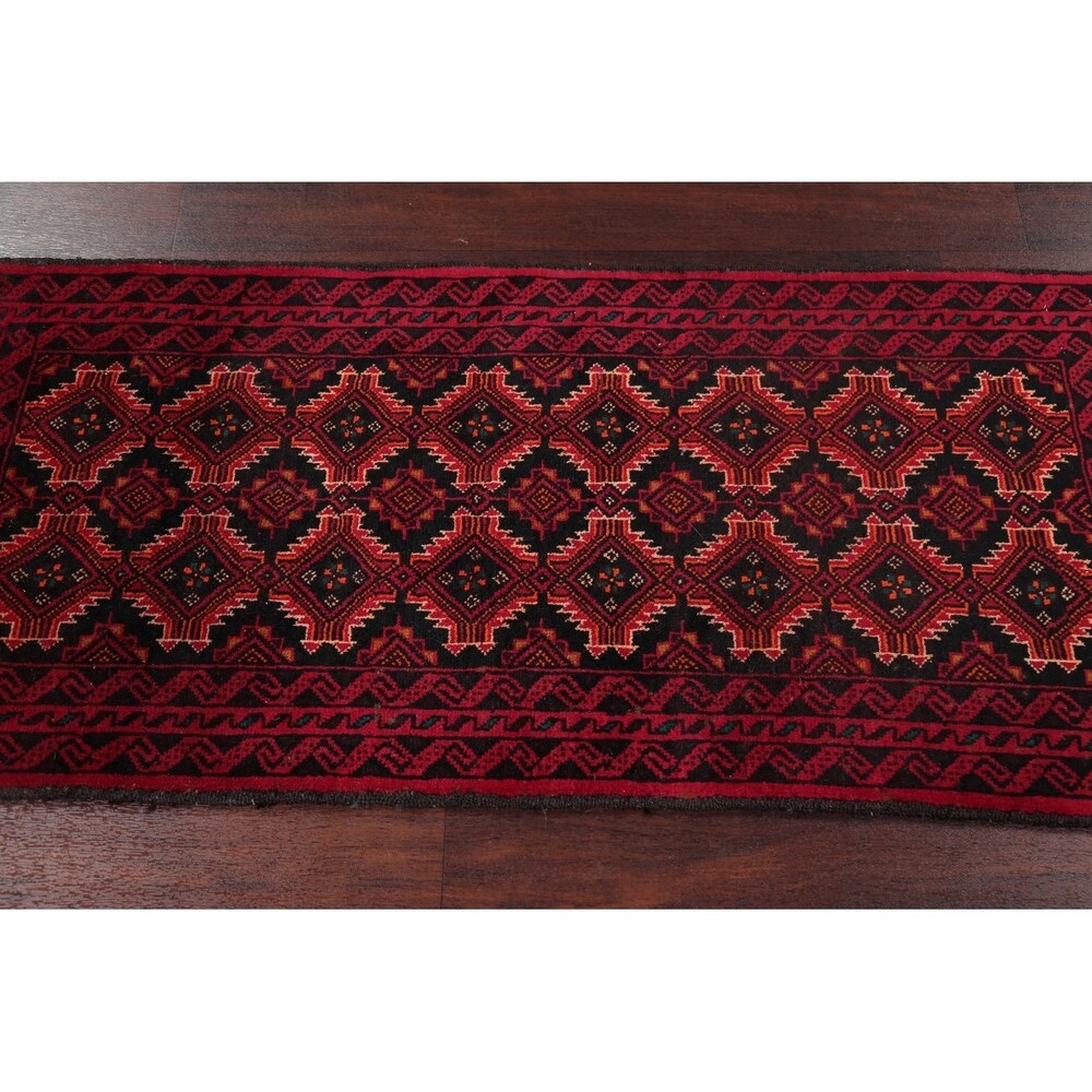 Hand Knotted Wool Afghani Balouch Oriental Area Rug - 4'5" x 2'1"