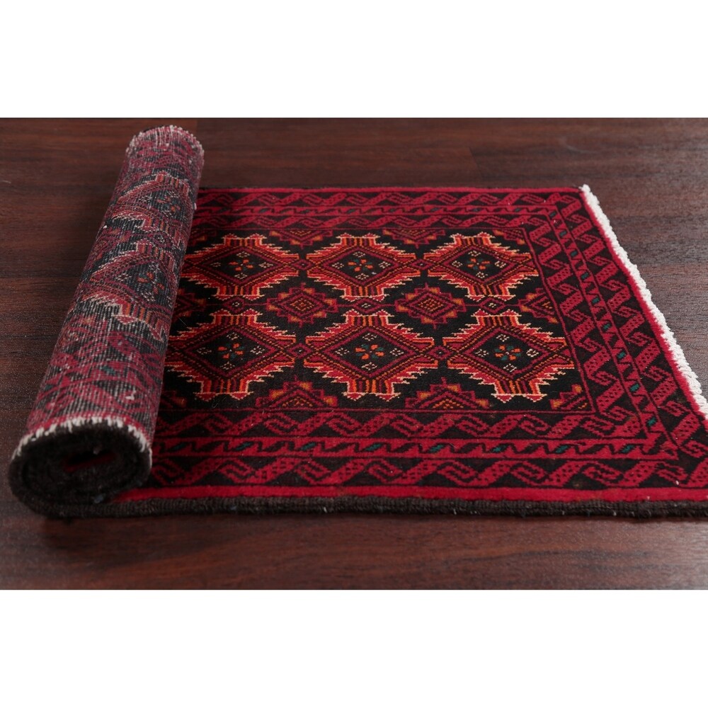 Hand Knotted Wool Afghani Balouch Oriental Area Rug - 4'5" x 2'1"