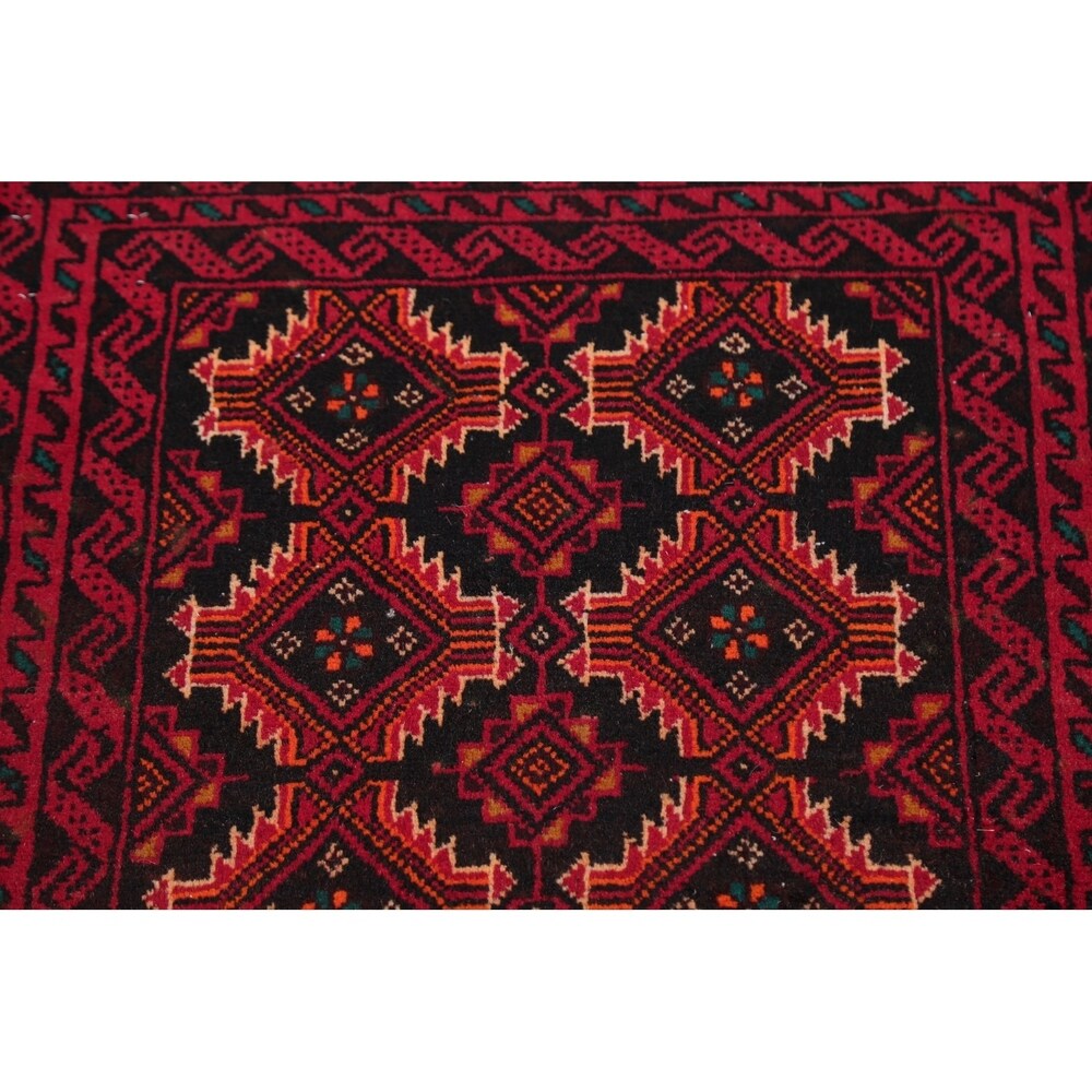 Hand Knotted Wool Afghani Balouch Oriental Area Rug - 4'5" x 2'1"