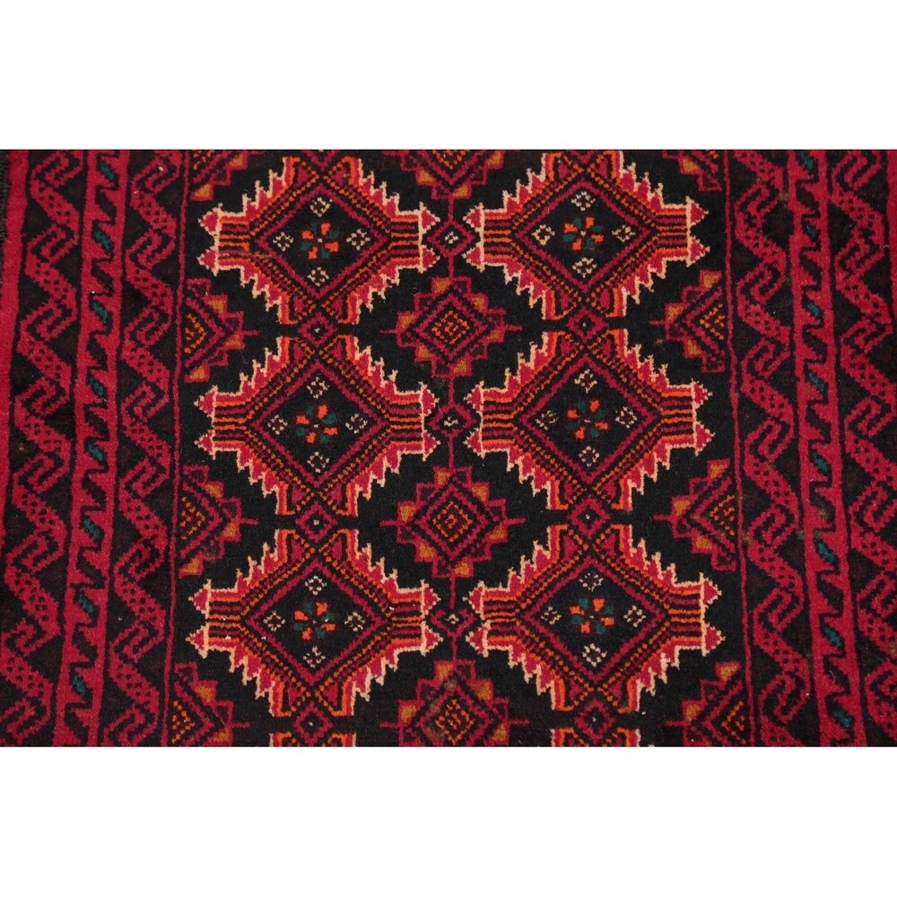 Hand Knotted Wool Afghani Balouch Oriental Area Rug - 4'5" x 2'1"