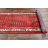 Hand Knotted Wool Botemir Classical Traditional Persian Rug Geometric - 13'8" x 3'4" runner