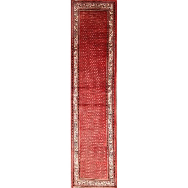 Hand Knotted Wool Botemir Classical Traditional Persian Rug Geometric - 13'8" x 3'4" runner