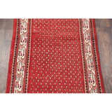 Hand Knotted Wool Botemir Classical Traditional Persian Rug Geometric - 13'8" x 3'4" runner