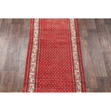Hand Knotted Wool Botemir Classical Traditional Persian Rug Geometric - 13'8" x 3'4" runner