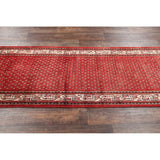 Hand Knotted Wool Botemir Classical Traditional Persian Rug Geometric - 13'8" x 3'4" runner