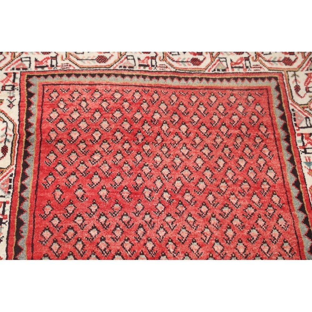 Hand Knotted Wool Botemir Classical Traditional Persian Rug Geometric - 13'8" x 3'4" runner
