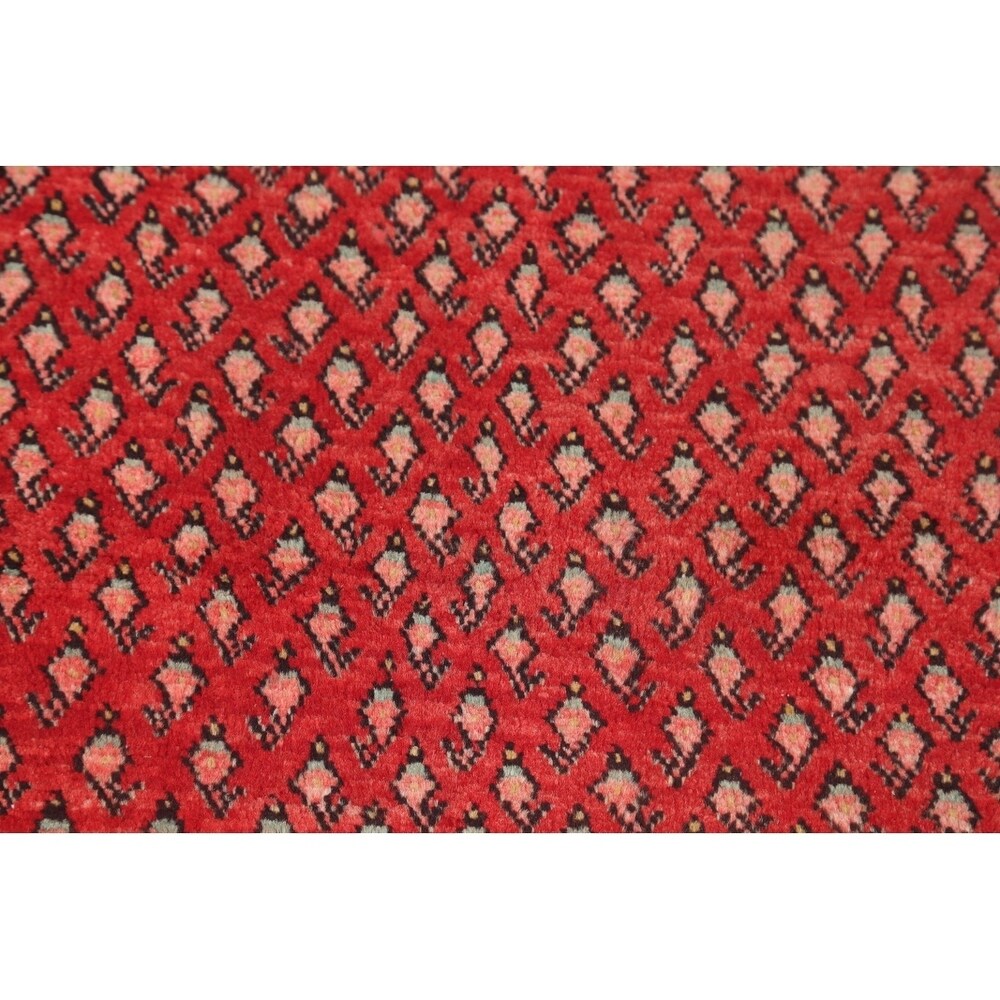 Hand Knotted Wool Botemir Classical Traditional Persian Rug Geometric - 13'8" x 3'4" runner