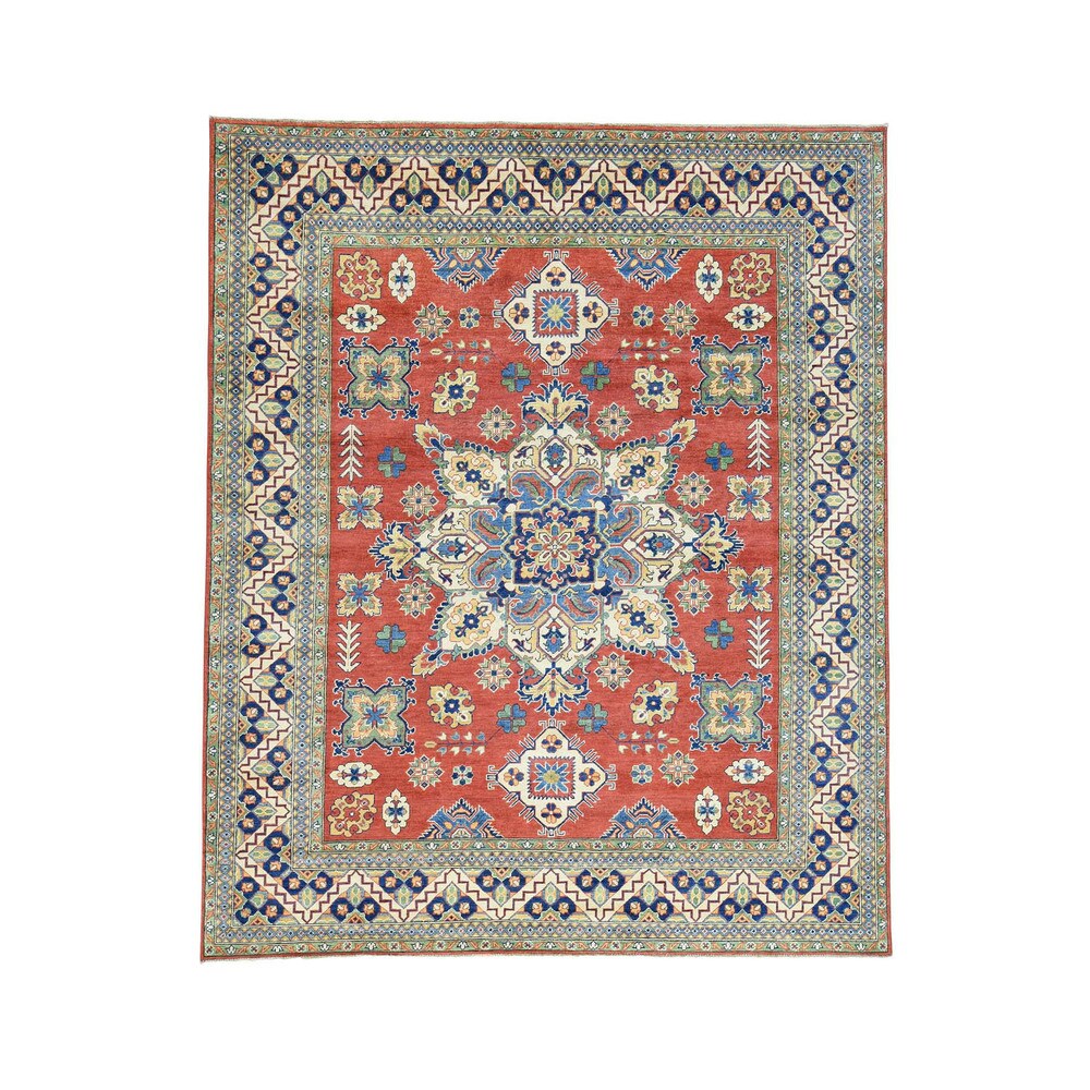 Hand-knotted Wool Geometric Design Kazak Oriental Rug (8'1 x 9'10)