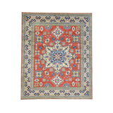 Hand-knotted Wool Geometric Design Kazak Oriental Rug (8'1 x 9'10)