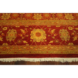 Hand-Knotted Wool Oriental Floral Red Chobi Rug (9'1 x 12'3)