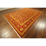 Hand-Knotted Wool Oriental Floral Red Chobi Rug (9'1 x 12'3)