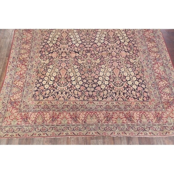 Hand Knotted Wool Traditiona Kerman Lavar Persian Floral Area Rug - 19'1" x 11'10"