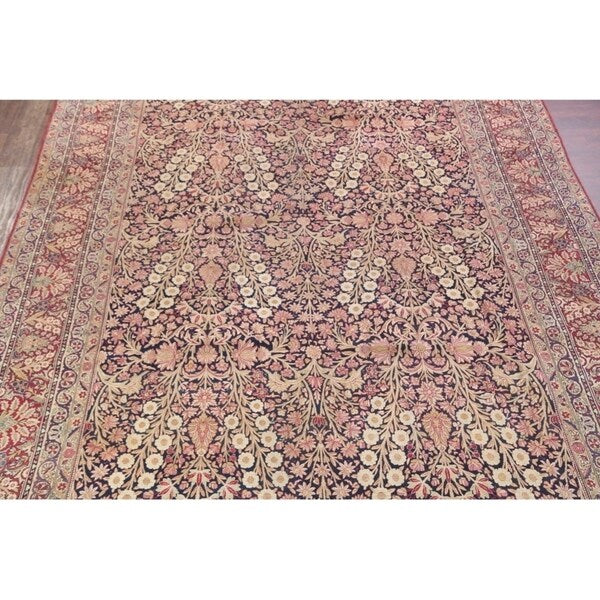 Hand Knotted Wool Traditiona Kerman Lavar Persian Floral Area Rug - 19'1" x 11'10"