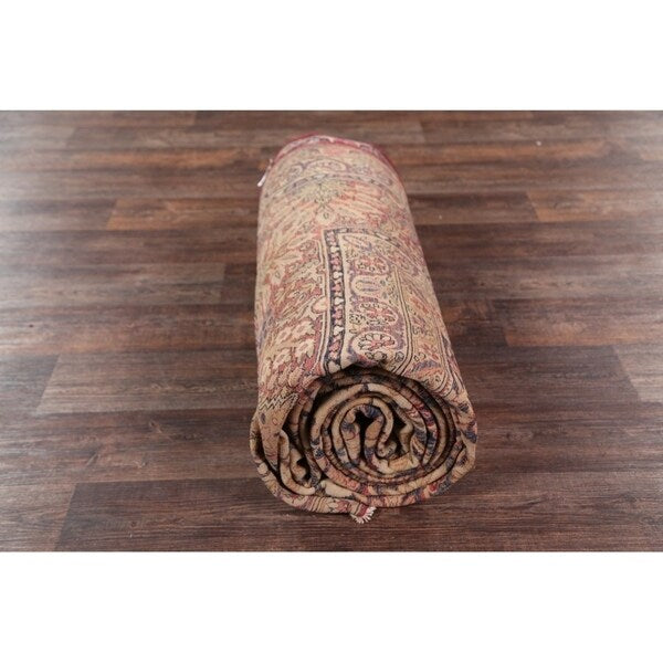 Hand Knotted Wool Traditiona Kerman Lavar Persian Floral Area Rug - 19'1" x 11'10"
