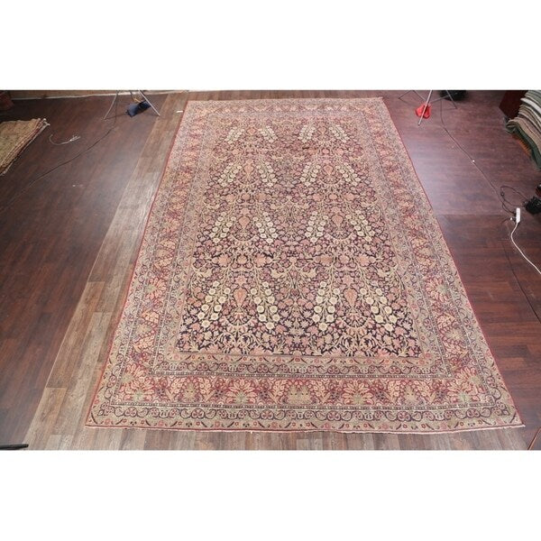Hand Knotted Wool Traditiona Kerman Lavar Persian Floral Area Rug - 19'1" x 11'10"