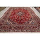 Hand Knotted Wool Traditional Kashan Persian Medallion Area Rug - 12'7" x 9'8"