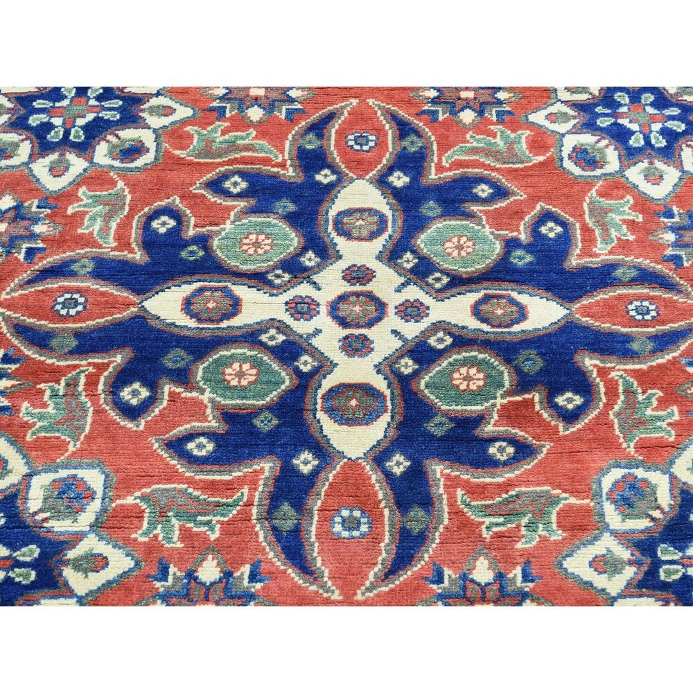 Hand-Knotted Wool Tribal Design Round Kazak Oriental Rug (6'4x6'4)