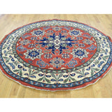 Hand-Knotted Wool Tribal Design Round Kazak Oriental Rug (6'4x6'4)