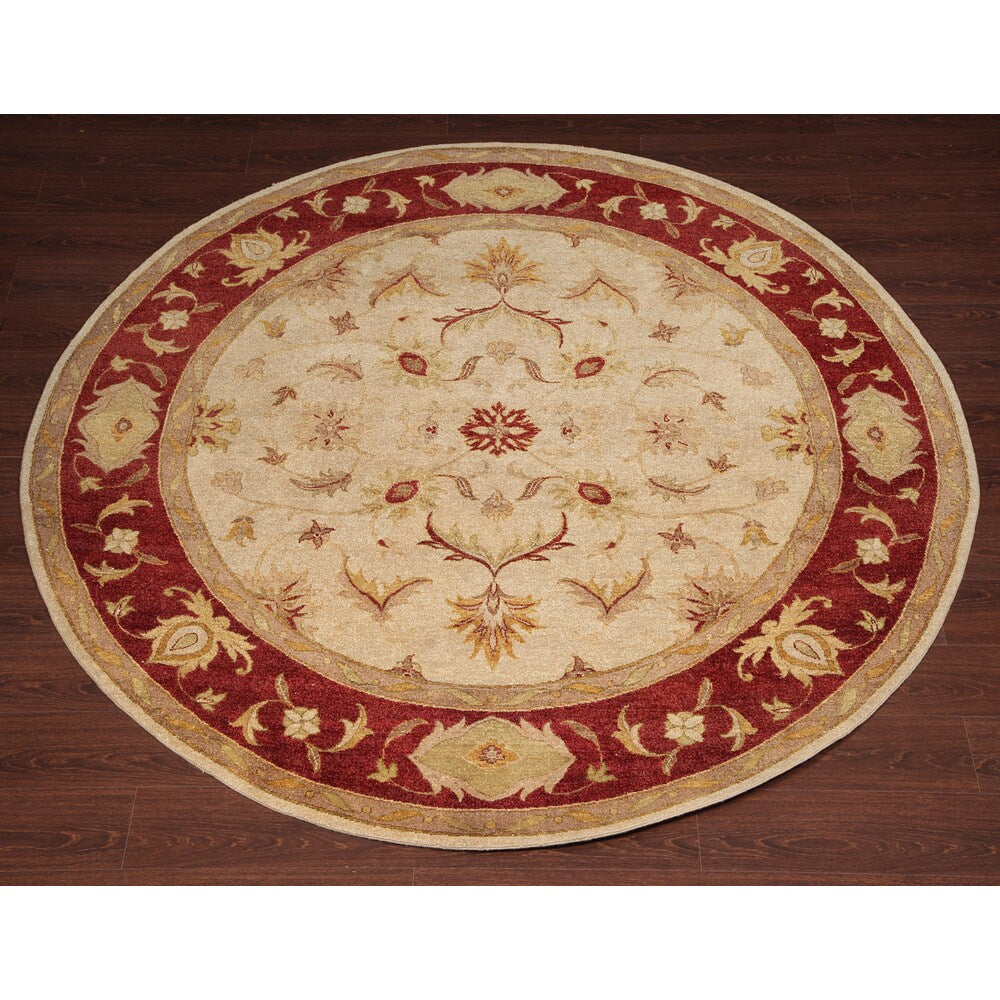 Hand Knotted Ziegler Beige Rust Vegetable Dyes Wool Rug