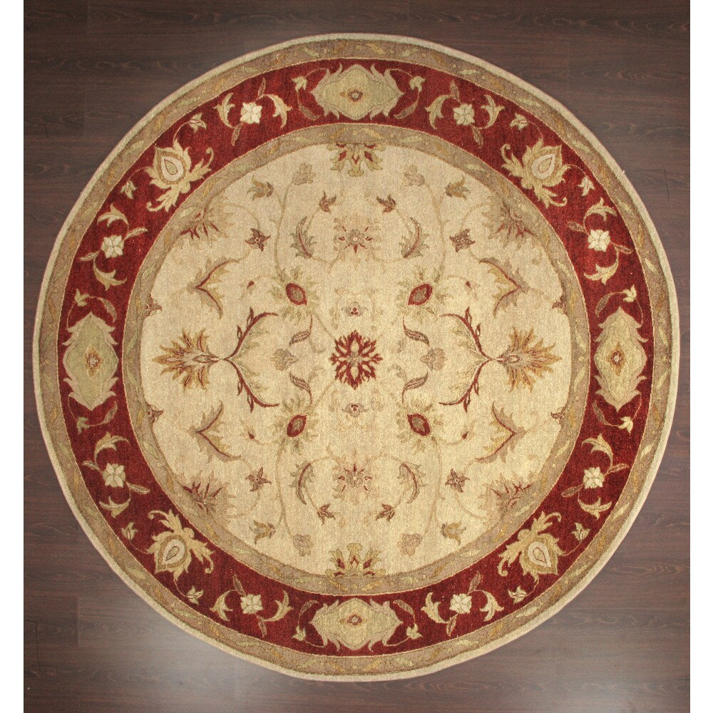 Hand Knotted Ziegler Beige Rust Vegetable Dyes Wool Rug