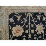Hand Knotted Ziegler Black Beige Vegetable Dyes Wool Rug