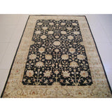Hand Knotted Ziegler Black Beige Vegetable Dyes Wool Rug
