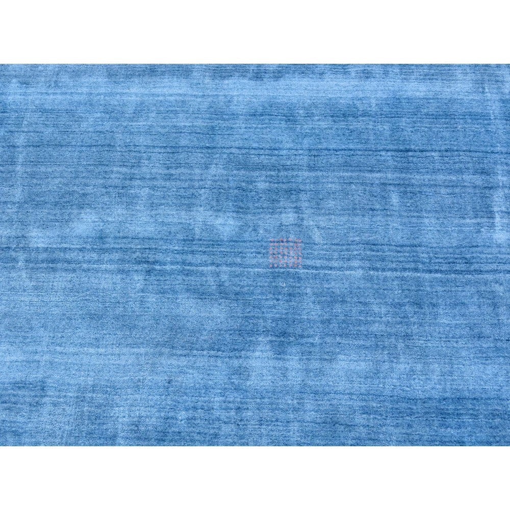 Hand Loomed Rayon from Bamboo Silk Modern Gabbeh Sky Blue Rug