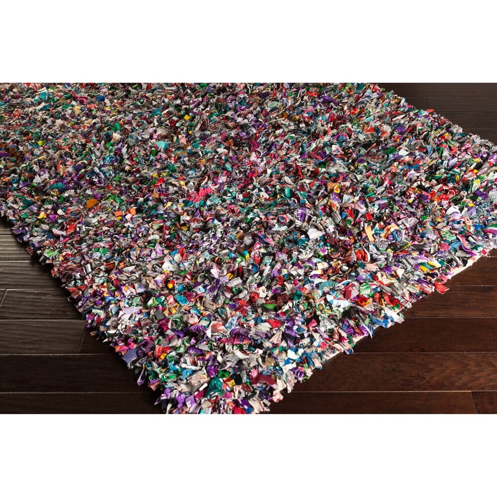 Hand-Loomed Neil Abstract Cotton Area Rug - 2' x 3'