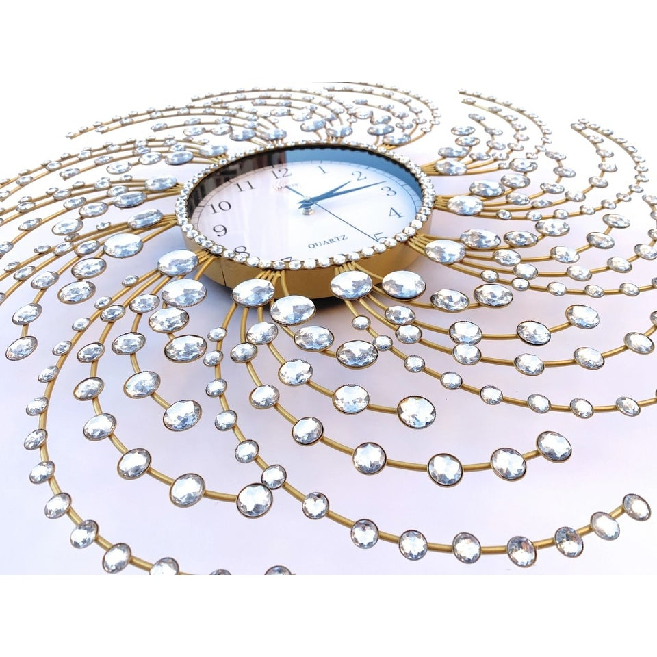 Handmade Crystals Metal Wall Clock