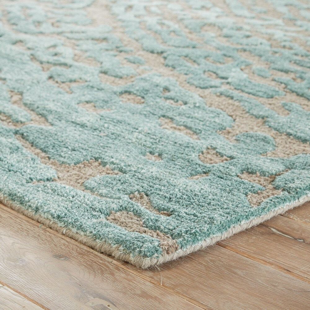 Imprint Handmade Abstract Gray/ Teal Area Rug (9' X 12') - 8'10" x 11'9"